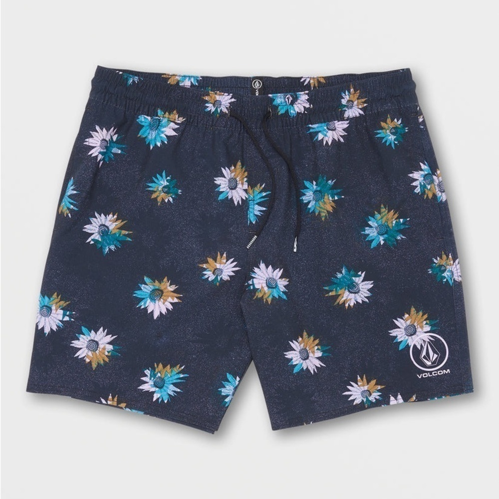 Volcom Manic Black Floral Print Swim Trunks Size XL